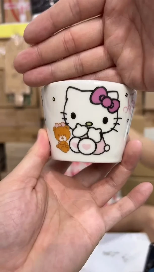 瓷片白色kt猫酸奶水杯