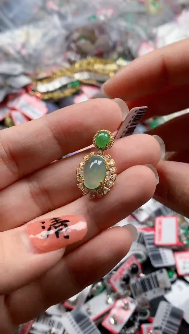 银S925镶嵌戒指翡翠天然A货缅甸翡翠