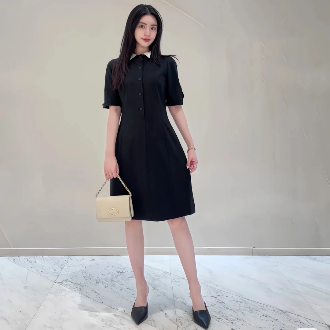 歌旋奥2025夏季新款优雅气质小领连衣裙LYQ0249