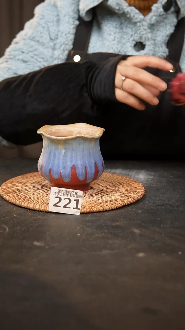 【闪购商品】瓷片221泥泥手工花盆口7高8