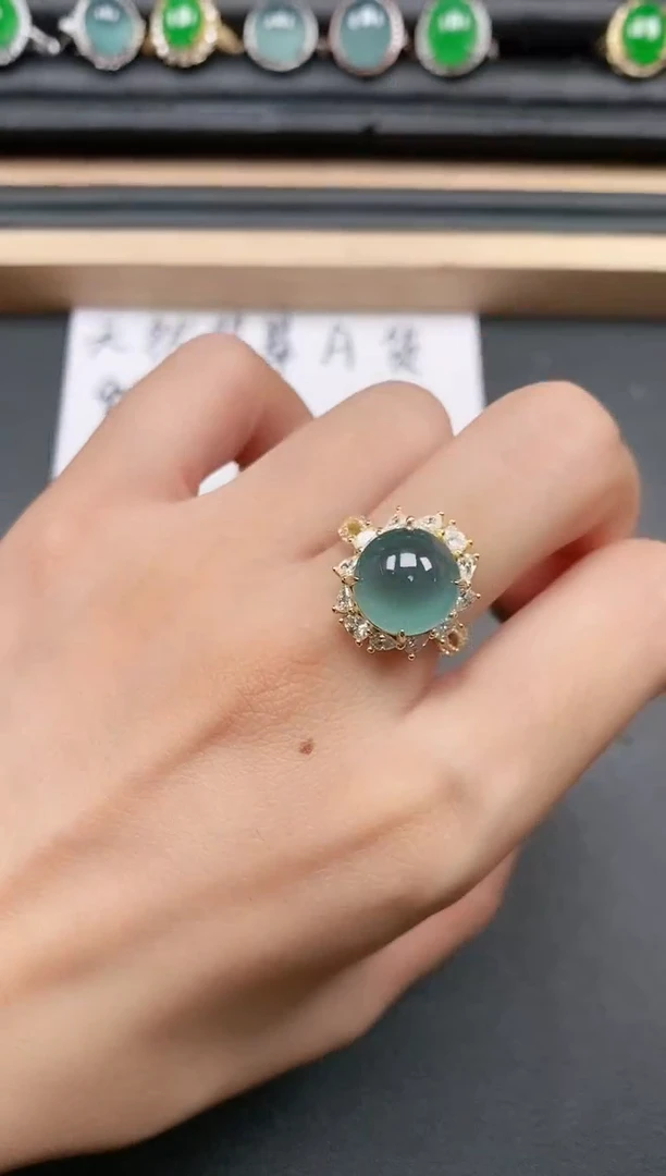 翡翠戒指银S925镶嵌11111