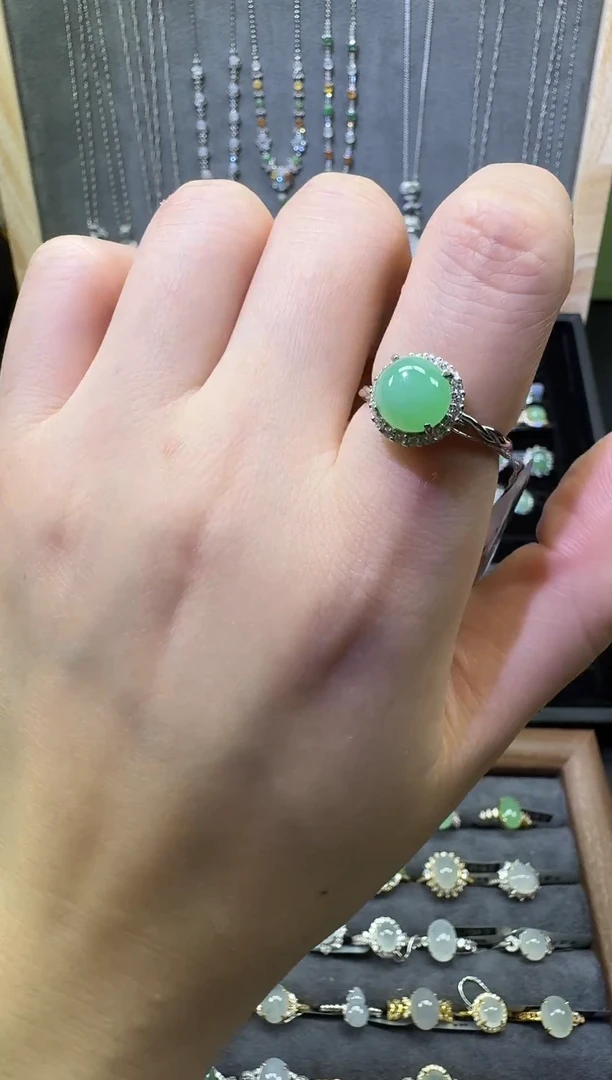 银S925镶嵌戒指翡翠翡翠戒指25
