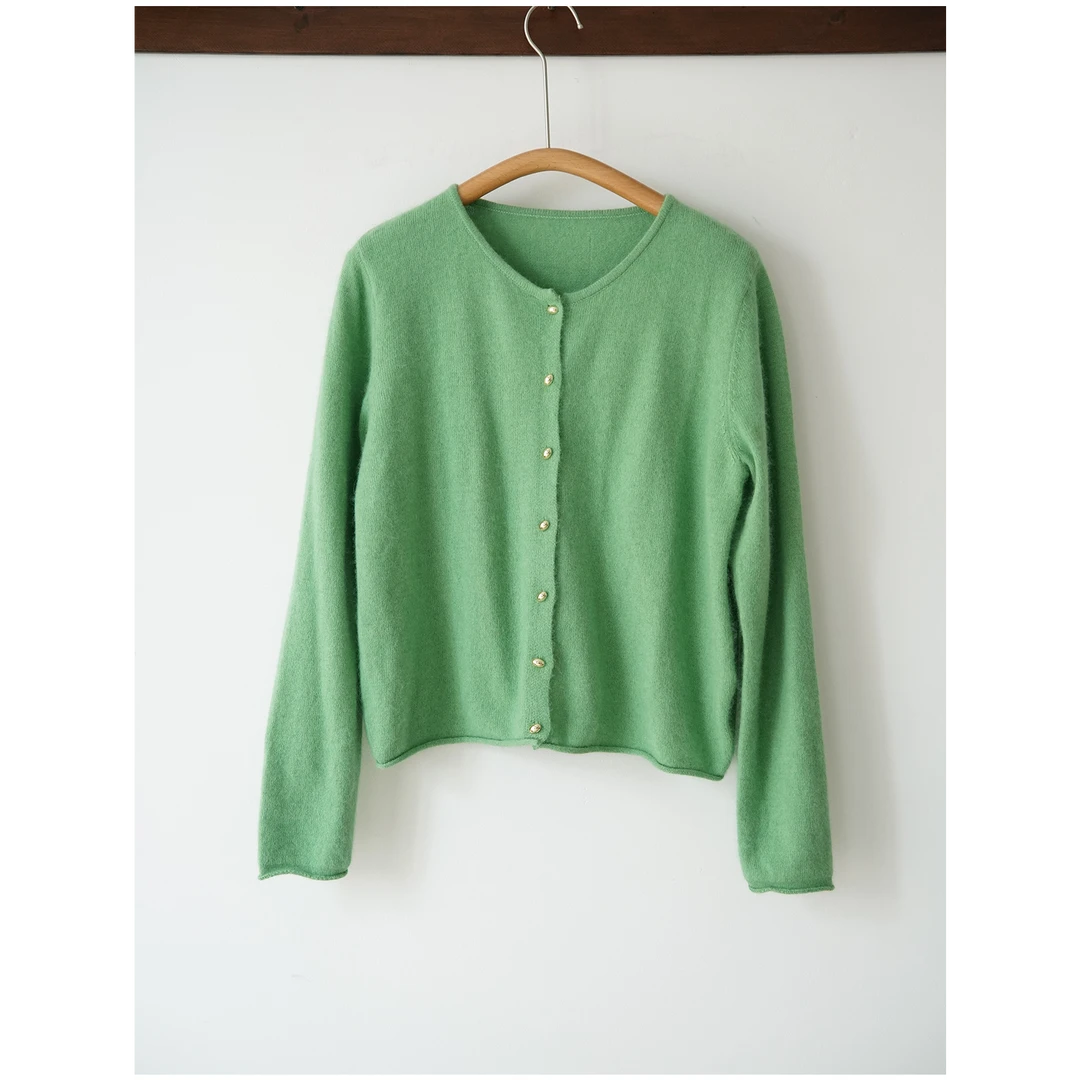 春天的希望 果绿色针织开衫