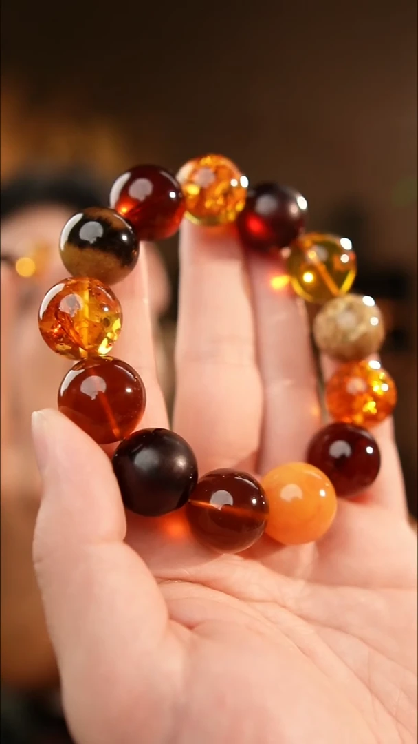 琥珀颈饰未镶嵌18+多宝手串