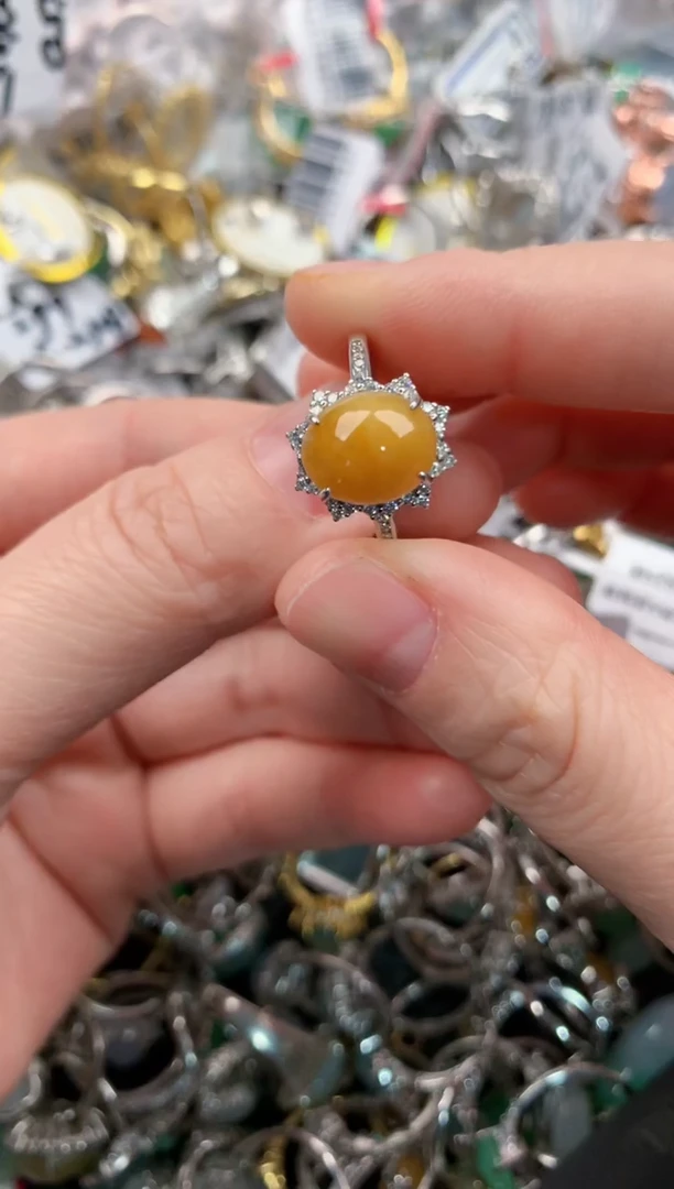 银S925镶嵌戒指翡翠222   1