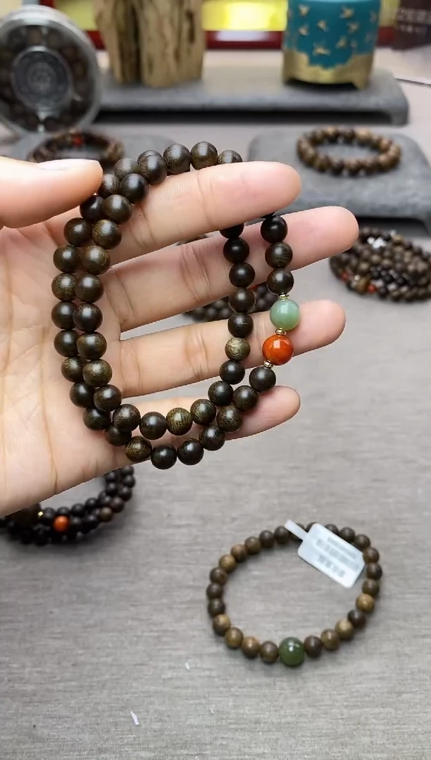 【闪购商品】沉香手串越南芽庄白棋06+配饰 沉水双圈