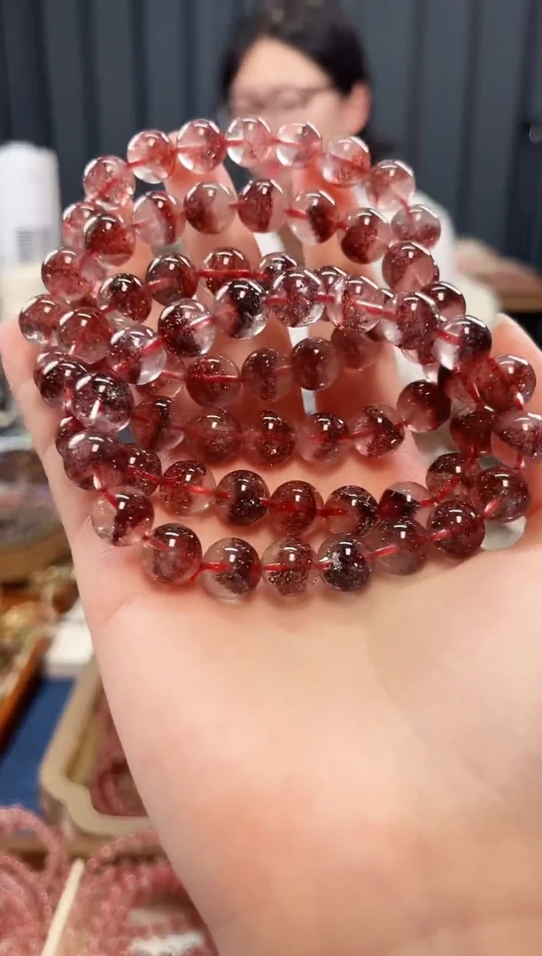 未镶嵌手串水晶金草莓超七单圈手串10mm【多样性发一】