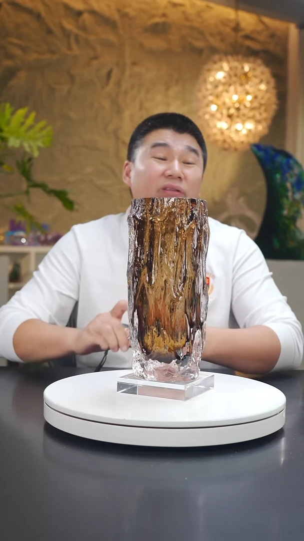 琉璃茶金色树干纹花器