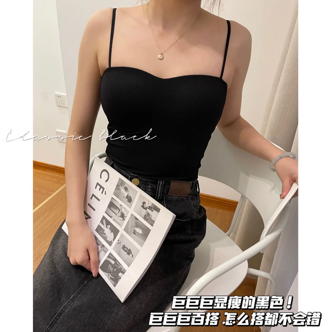吊带背心女外穿内搭美背无痕抹胸防走光带胸垫性感夏季薄款331