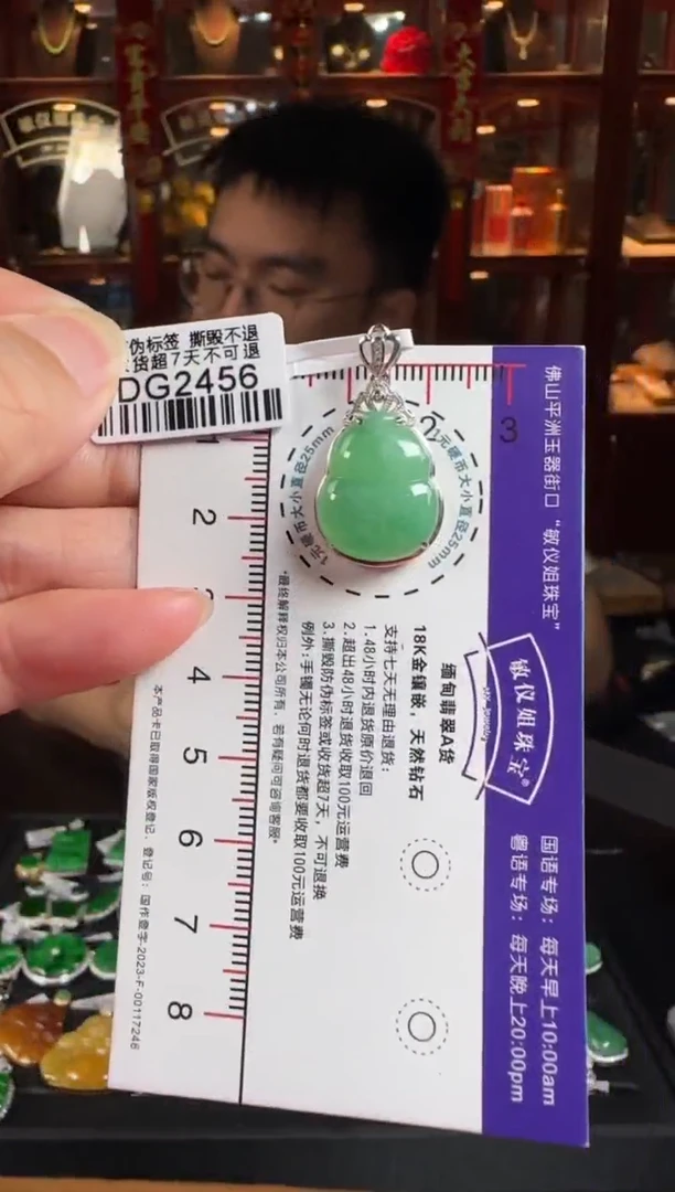 颈饰18K金镶嵌翡翠DG2456绿葫芦