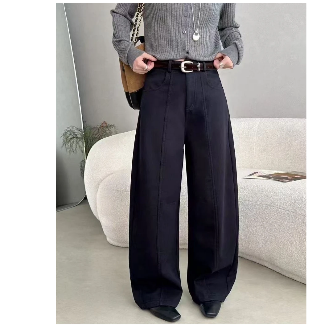 Manmi   立体剪裁加绒牛仔弯刀裤  9916（A1）