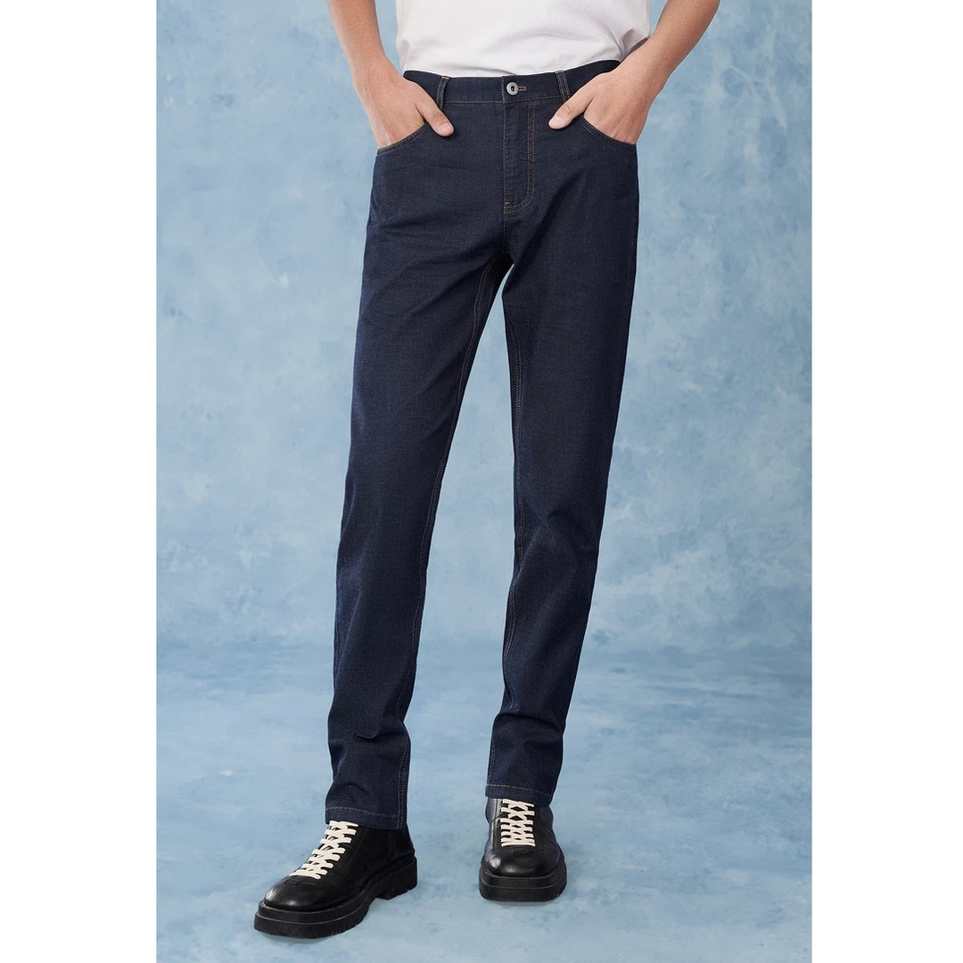 宝丫轻奢  男式时髦休闲舒适百搭修身直筒牛仔裤B8798