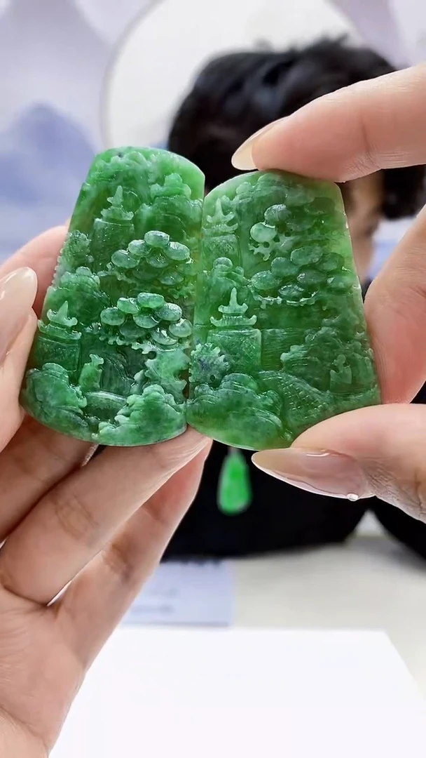 定制翡翠未镶嵌5145MM-毛货两件挂件73