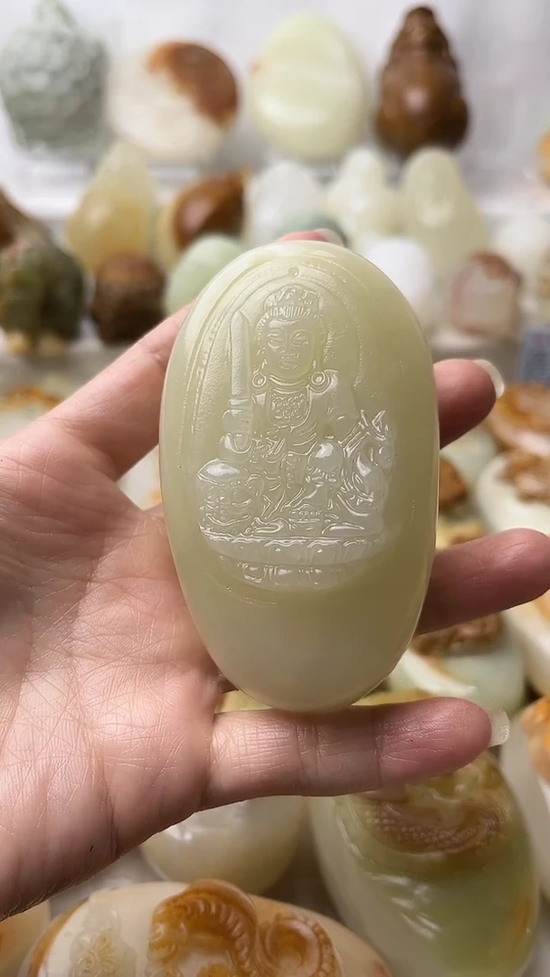 石材古青石棉纹正常不退换文殊菩萨