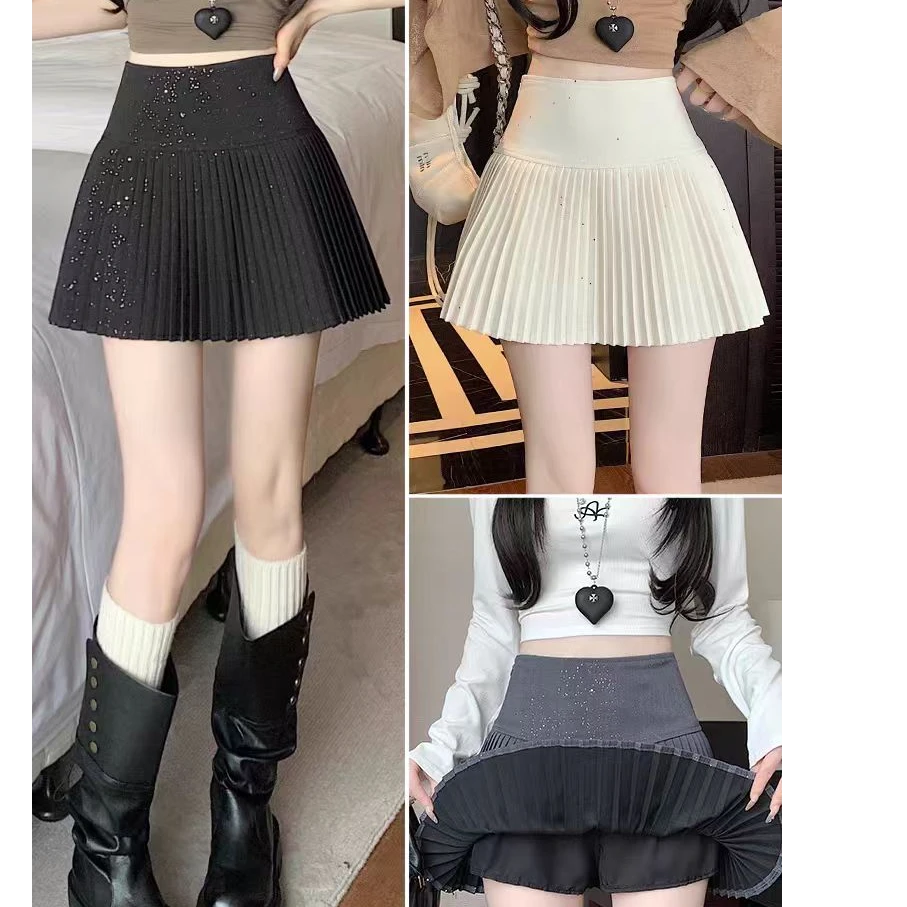 闪闪亮片高腰防走光半身裙女春季2025新款韩版时尚百搭A字短裙潮