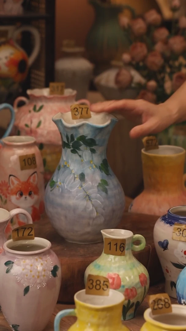 陶瓷377景德镇设计师手作花器摆件侘寂风