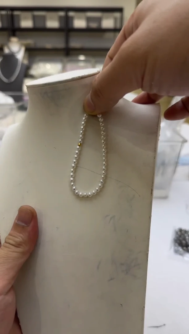 淡水珍珠手链银S925镶嵌3-4mm 弹力绳