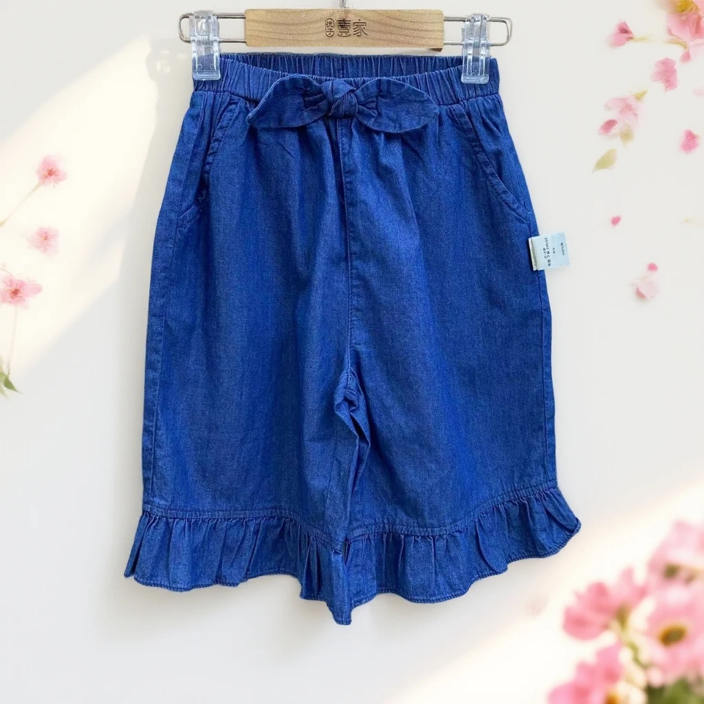 哎麻麻高品质9122969女童软牛仔裤韩版六分A类时尚百搭舒适透气