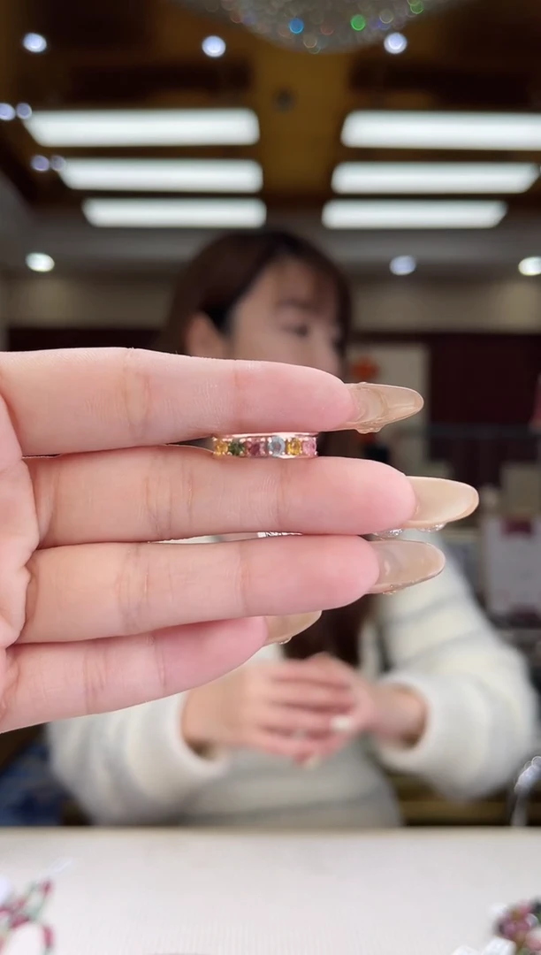 【闪购商品】碧玺/银S925镶嵌碧玺戒指1多样性发货