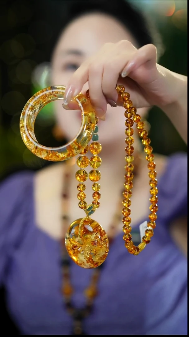 琥珀（花珀）项链未镶嵌花珀手镯平安扣吊坠