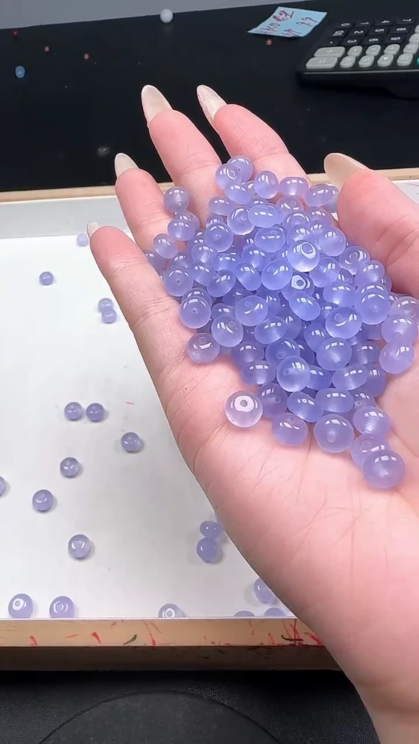 未镶嵌和田玉珠宝半成品冰烟紫N268卡5*8MM 20颗