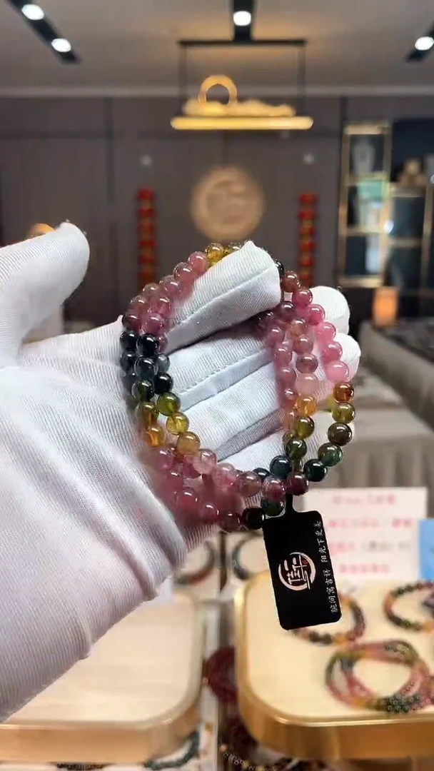 未镶嵌老矿碧玺彩虹单圈手串6mm+碧玺（多样性发一条） xion