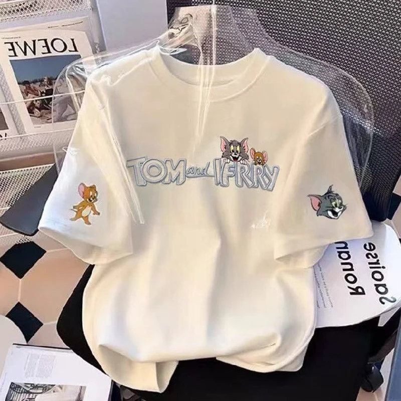 2025夏季短袖休闲上衣男女时尚圆领印花T恤 猫和老鼠