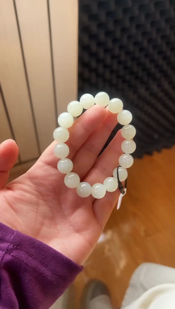 未镶嵌手串和田玉于田料青白玉手串卡12