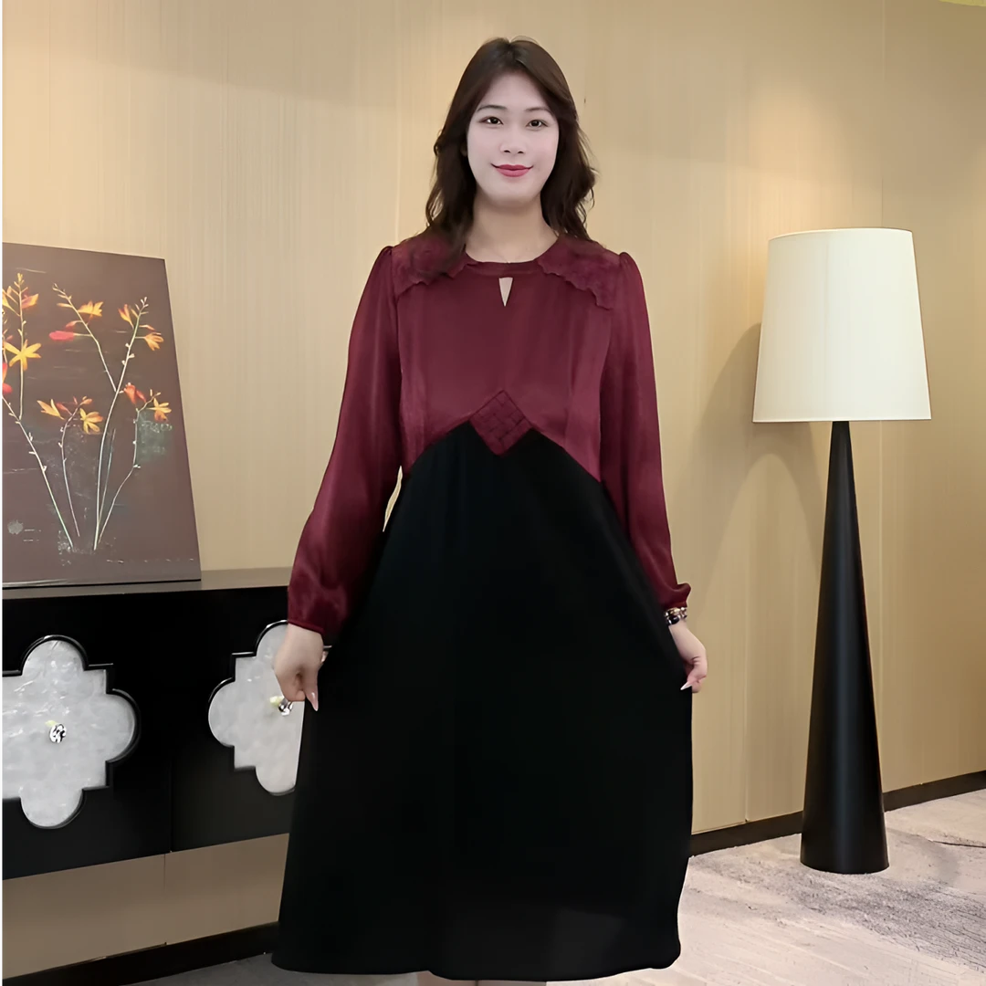 2025秋季新款富太太高档宽松气质喜妈妈喜婆婆连衣裙250166