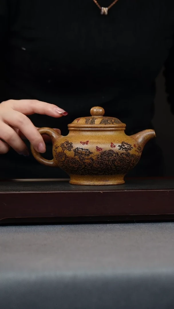 【闪购商品】紫砂茶壶龙骨金沙 牡丹 掇只