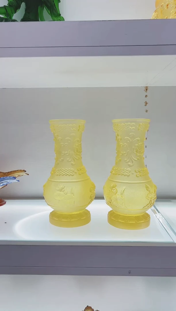 琉璃手工艺品?****?古法琉璃两个供佛花瓶