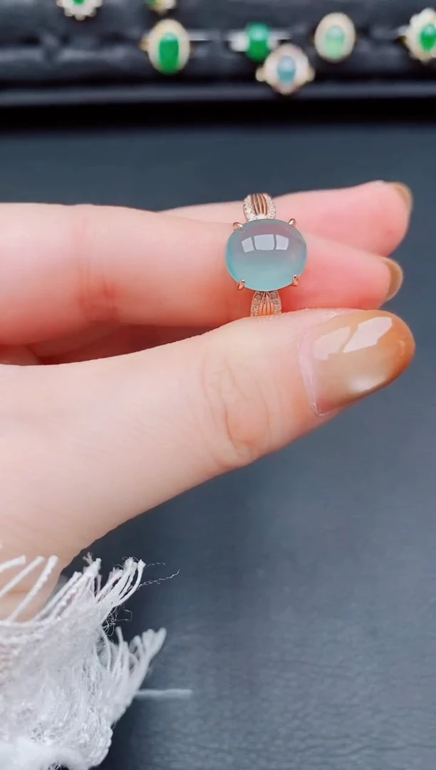 【闪购商品】翡翠戒指银S925镶嵌天然a货翡翠155