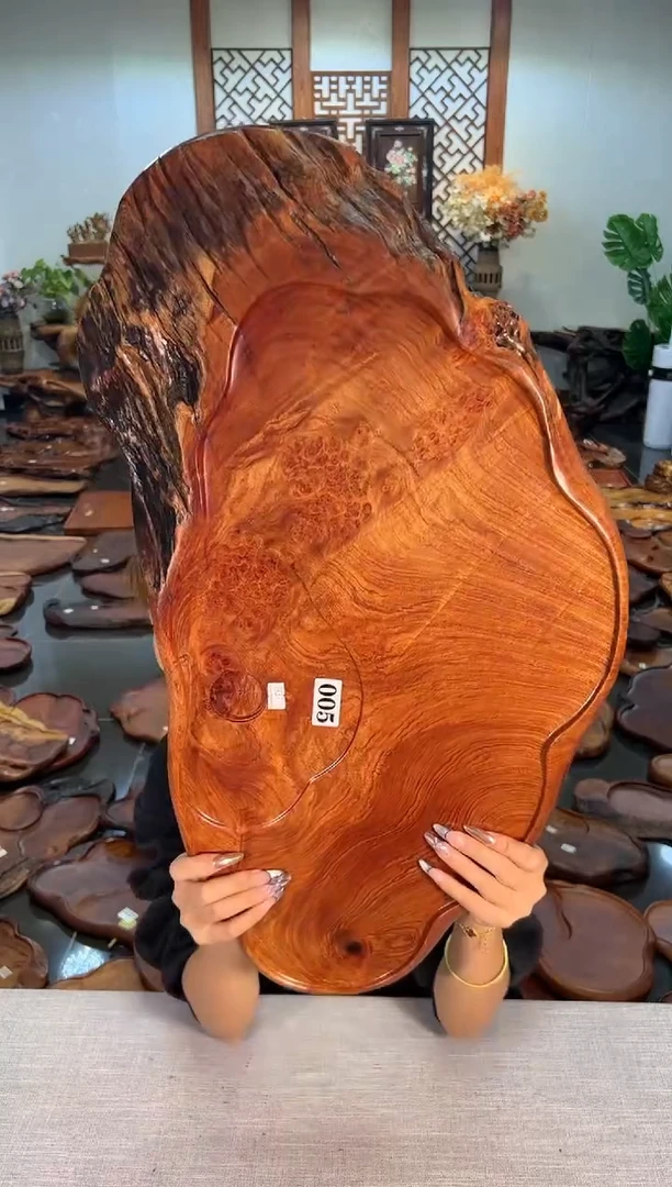 【闪购商品】大果紫檀（缅甸花梨）茶盘005