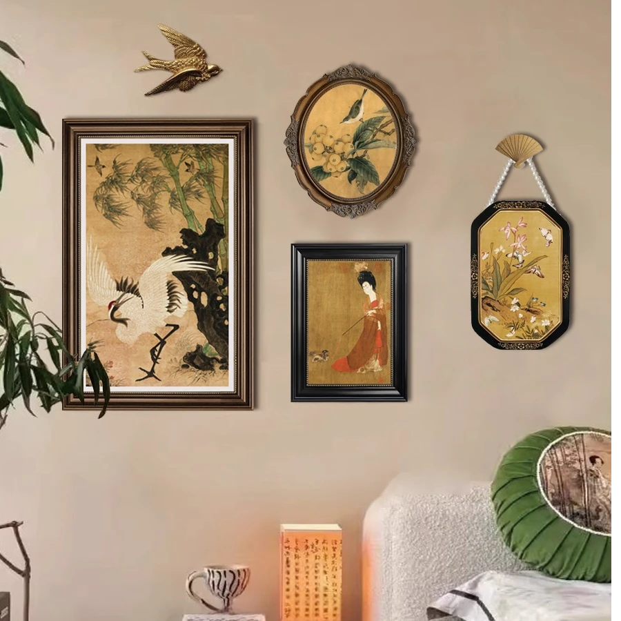 法式中国风客厅沙发背景墙装饰画餐厅新中式复古卧室挂画走廊壁画