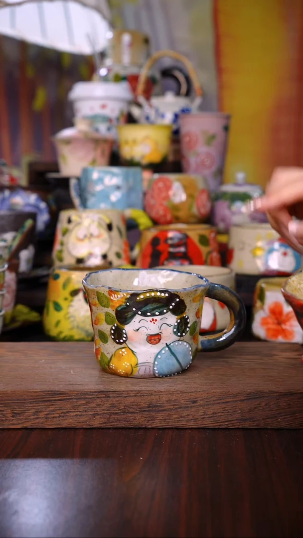 杯子陶泥垚手作 景德镇手工手绘陶瓷器物 五月