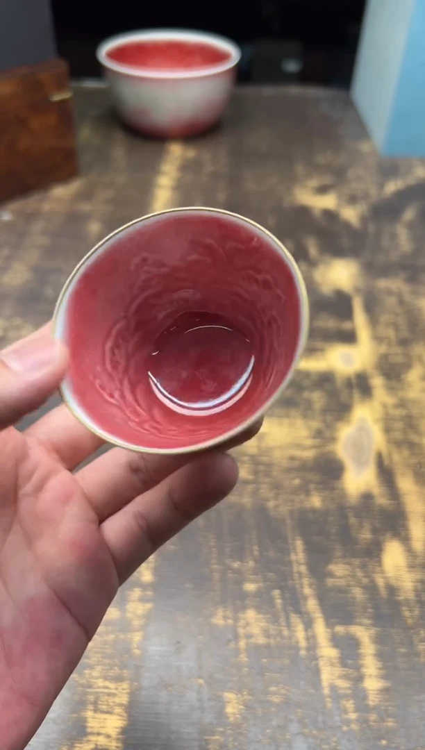 （预售）清本源内印鳐鱼颜色釉豇豆红撇口杯