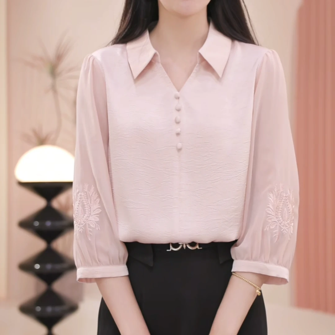 【立领衬衫】夏季polo领素雅衬衫减龄百搭温婉洋气显白女士气质上衣