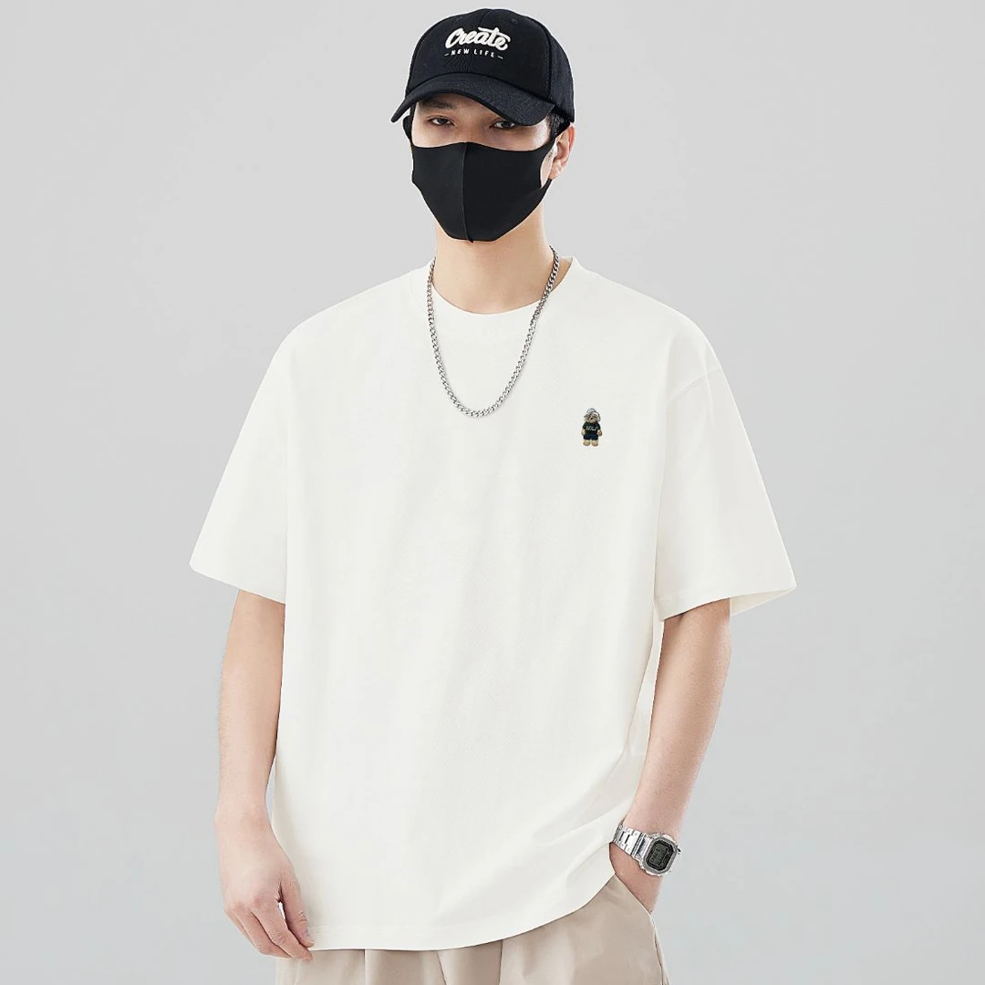 刺绣小熊男士短袖t恤夏季薄款2025新款休闲宽松百搭半袖潮流内搭