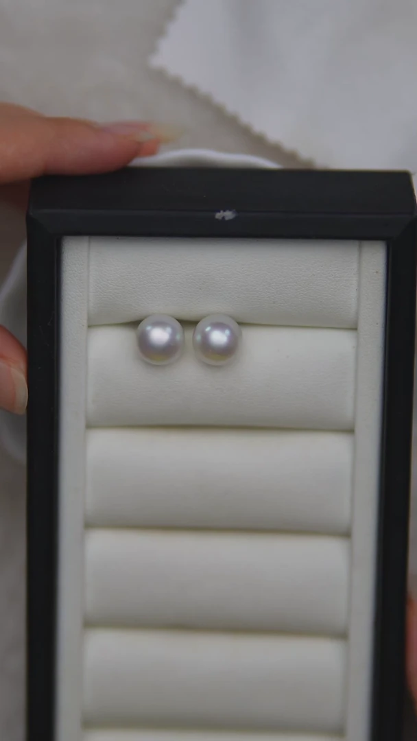 银S925镶嵌海水珍珠耳饰10-11mm