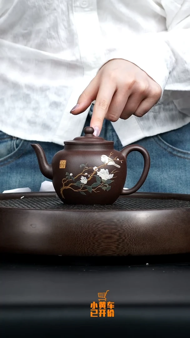 茶壶紫砂0604早直播朱浩如意笠帽泥绘