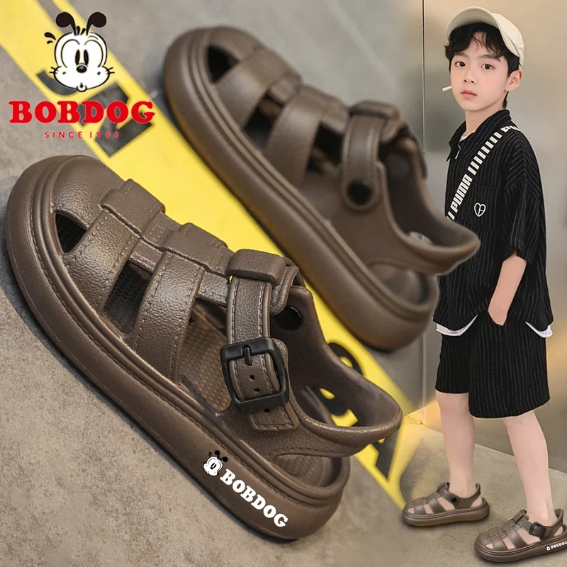 巴布豆童鞋儿童拖鞋2025新款夏季中大童凉鞋男孩凉拖包头沙滩拖鞋