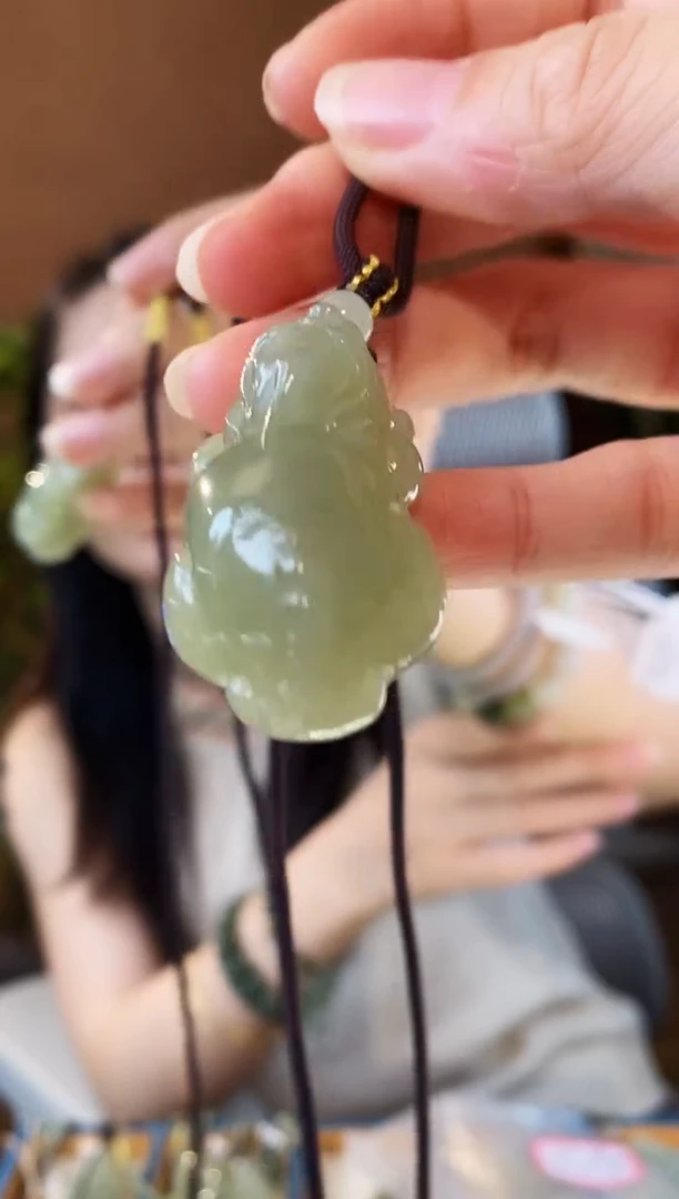 和田玉未镶嵌颈饰云蓓XL169—中货貔貅和田玉项链-浅