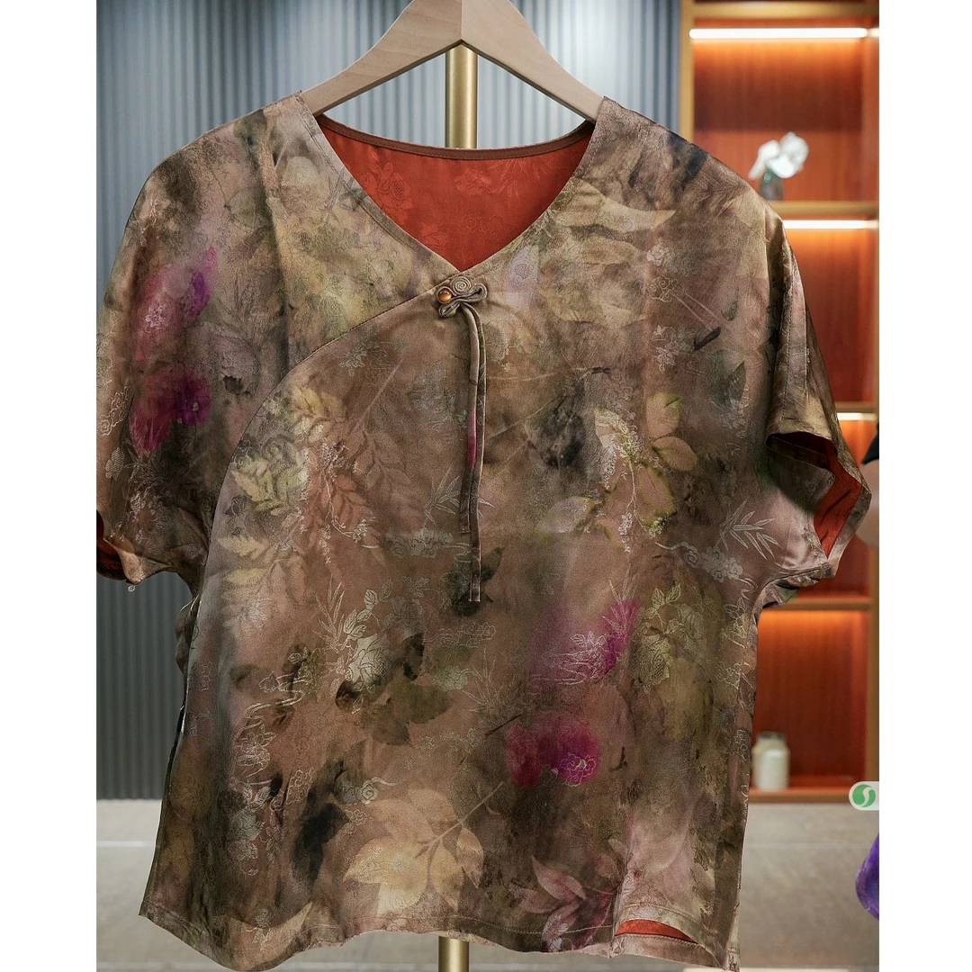 2841薄款上衣立领背心提花白色斜襟女士短袖常规款