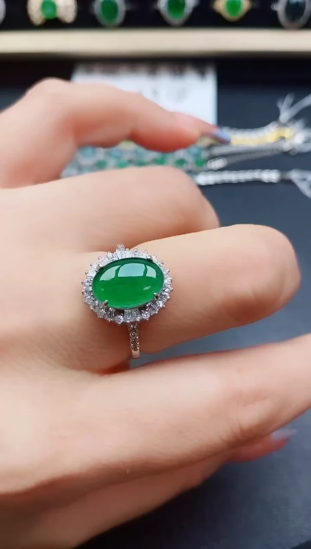 翡翠戒指银S925镶嵌321321