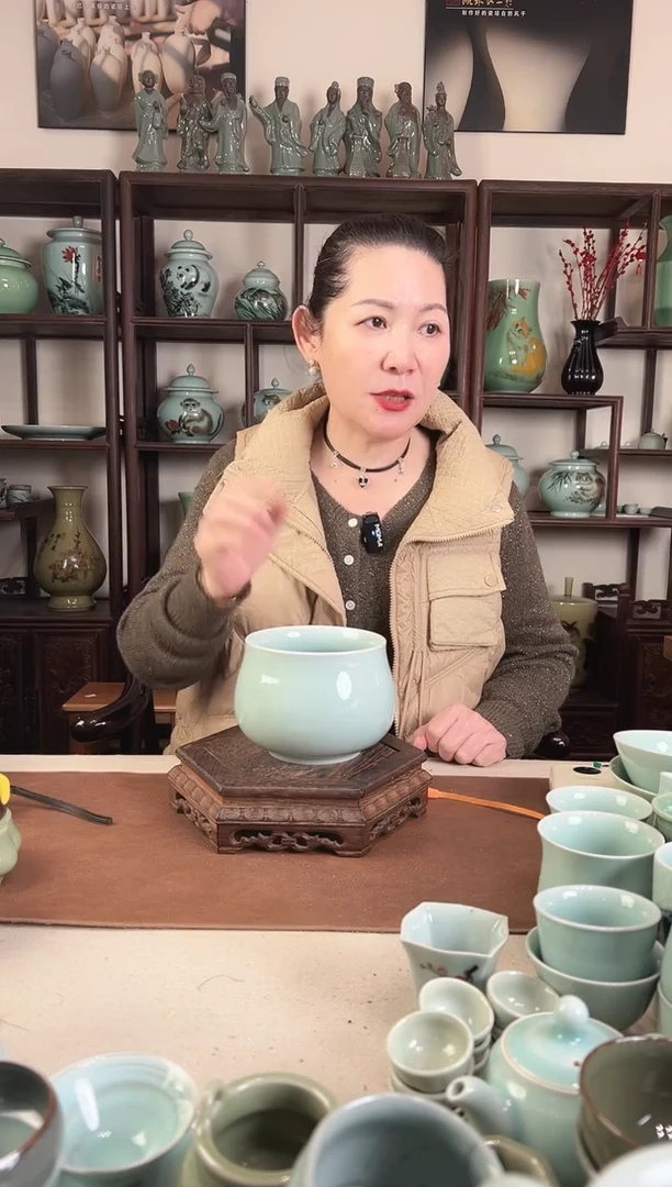 龙泉青瓷 粉青 钵z