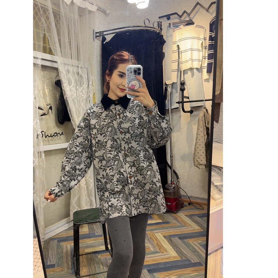 新中式撞色国风设计感宽松秋季衬衫