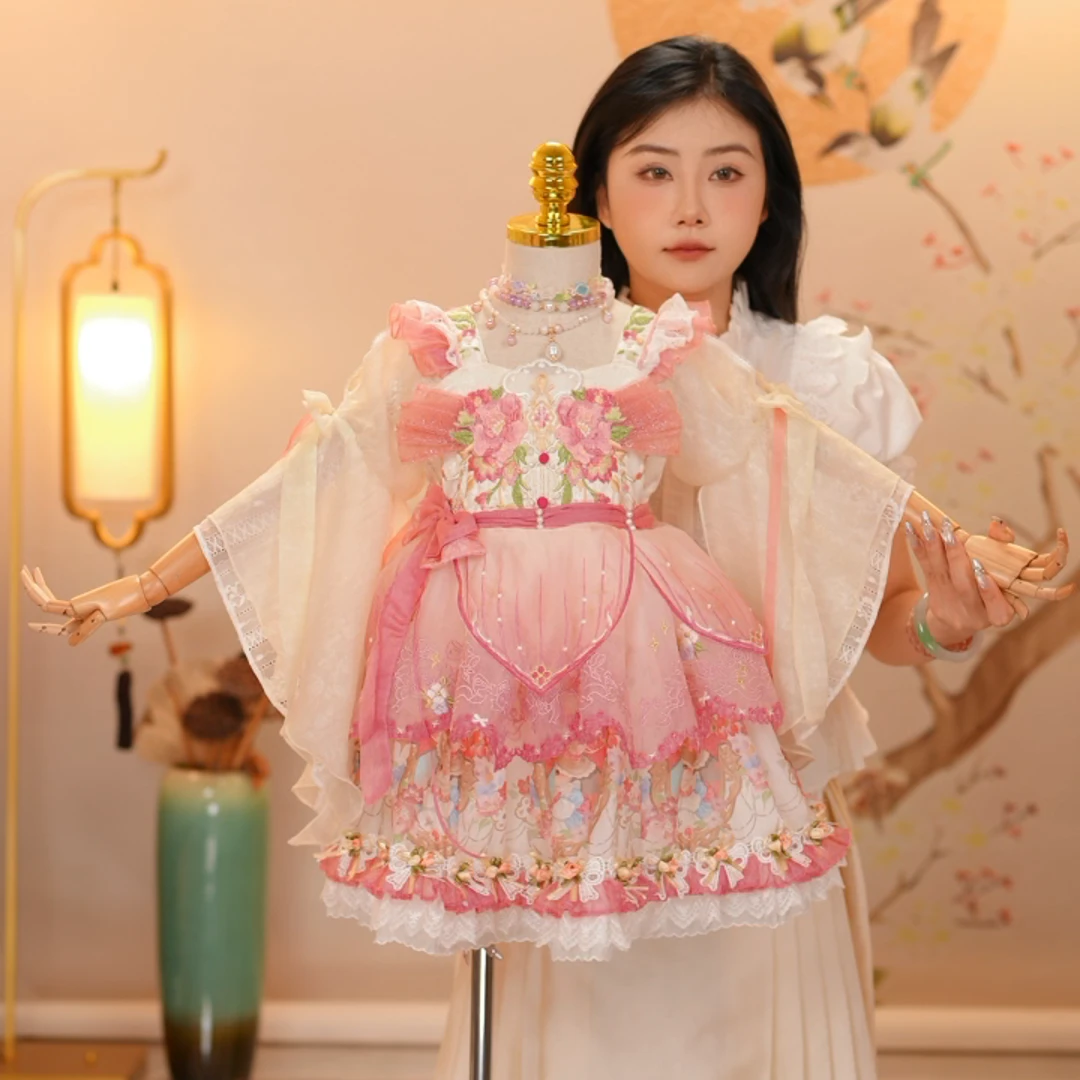【樱粉绮梦】女童Lolita洛丽塔汉服公主裙夏装裙子古风国风礼服刺绣