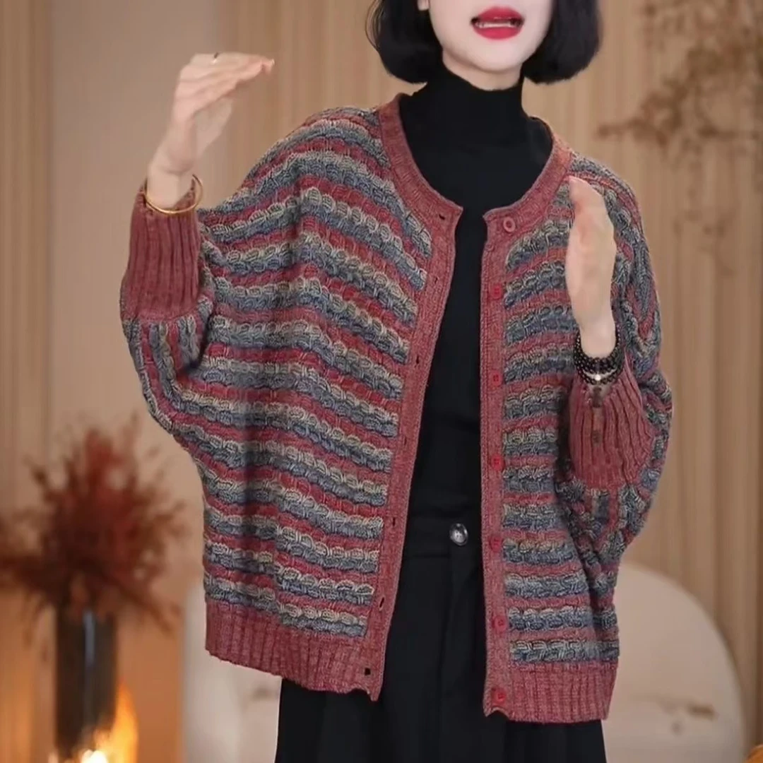 迈6【一衣两穿 】披肩新款针织开衫蝙蝠袖洋气减龄