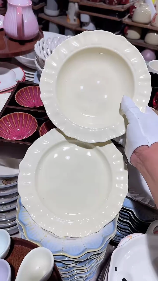 瓷片盘子草帽2件套微瑕 凑满20元包邮