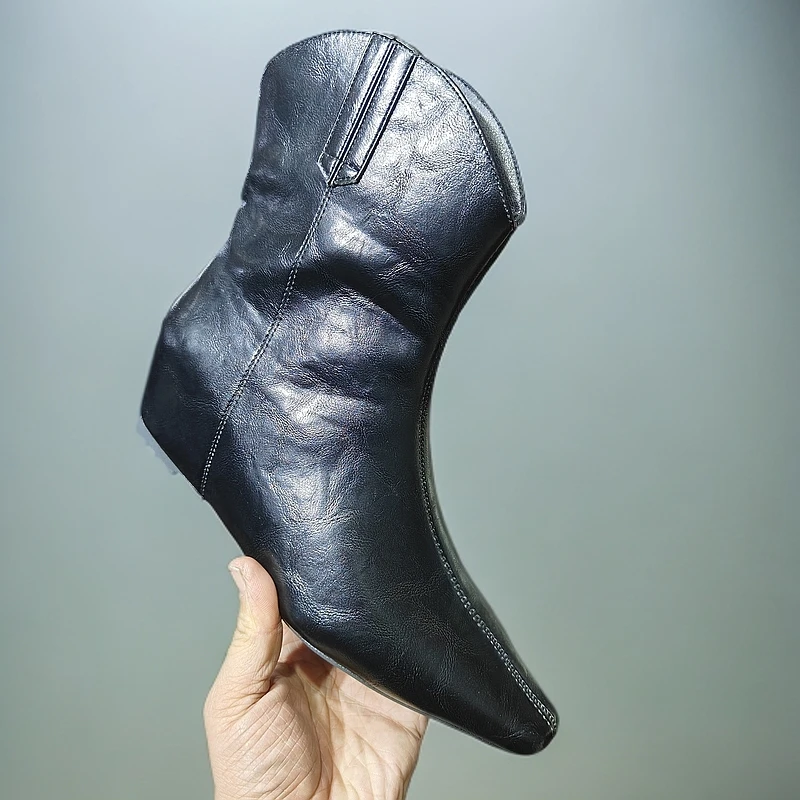 گۇاڭجۇنىڭ广州正版网红短靴正版短靴32-12黑色尖头秋冬高跟百搭